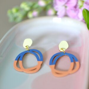 Ohrstecker United, yellow/mid blue/peach