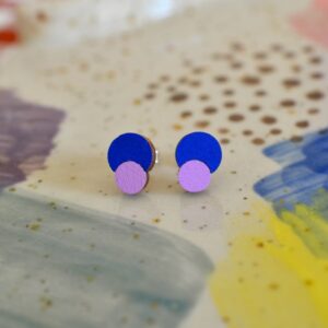 Holzohrstecker kobalt/fuchsia