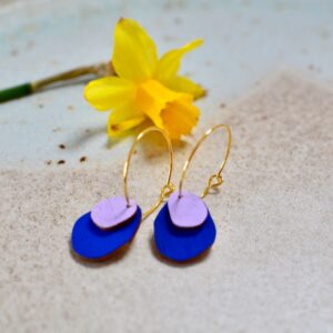 Kleine Creole Drops, kobalt/lavender