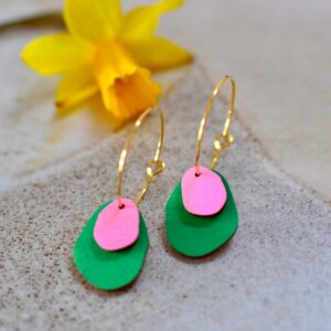 Kleine Creole Drops, green/soft magenta