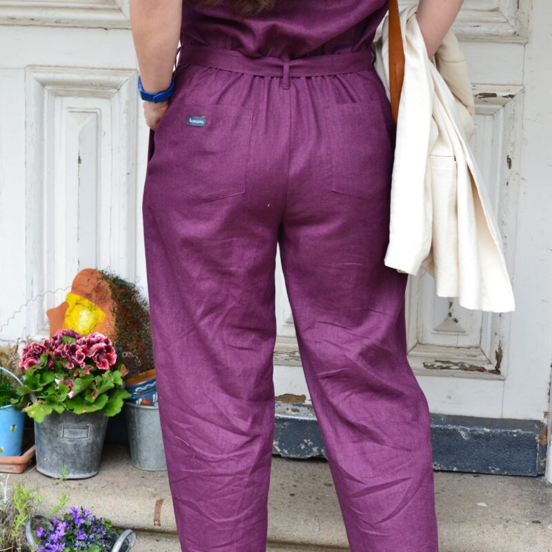 Jumpsuit aus Leinen, Farbe mulberry – Bild 4