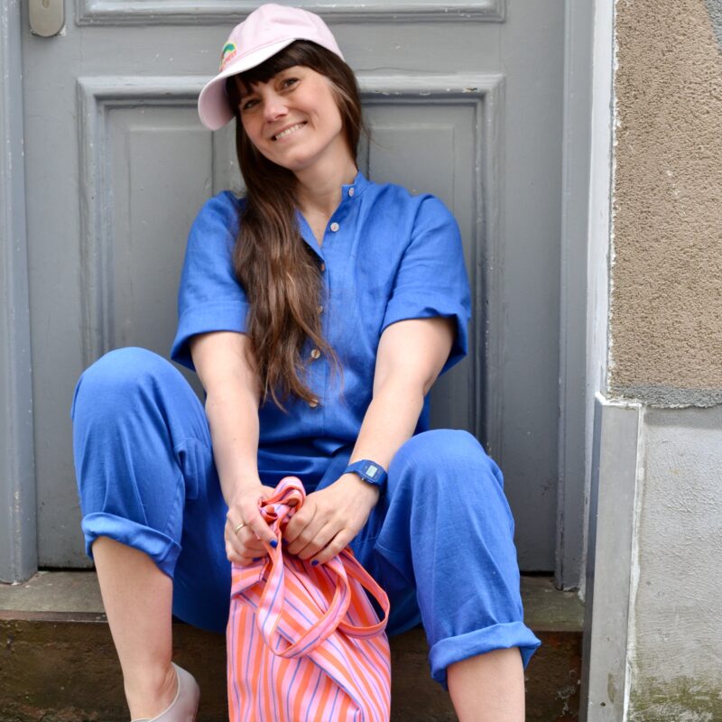 Jumpsuit aus Leinen, Farbe kobalt 2025