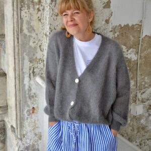 Cardigan aus Mohair-V-Neck - Farbe anthracit