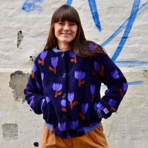 Collegejacke aus Teddyfleece "Tulips"