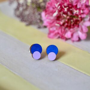 Holzohrstecker cobalt/lavender
