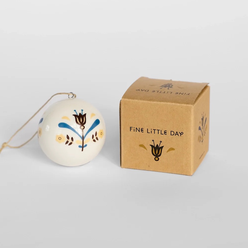 KURBITS Weihnachtskugel, blau/gelb