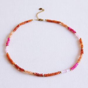 Halskette mit bunten Perlen - coral / pink / orange