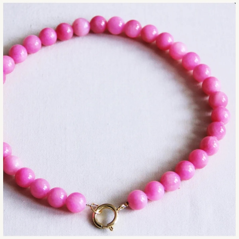 Halskette mit großen Perlen - fuchsia