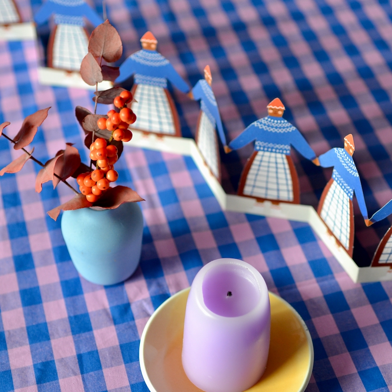 Tischdecke kobalt/lila kariert – Bild 6