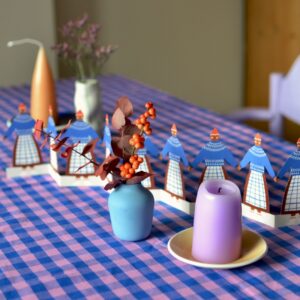 Tischdecke kobalt/lila kariert