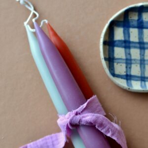 3er Set Spitze Stabkerzen, Rust/Light heather, Reseda green