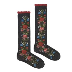 Kniestrumpf MIT JASMINBLUMEN | schwarz