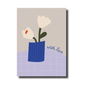 Postkarte 'with love' - Blumen
