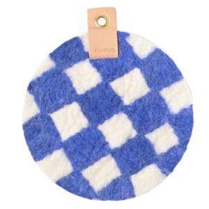 Topfuntersetzer aus Filz, checkerboard electric-blue