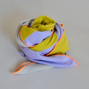 Quadrat-Halstuch, 130 x 130cm, beige/lavendel/banana