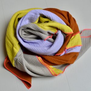 Quadrat-Halstuch, 130 x 130cm, beige/banana/lavender/rust