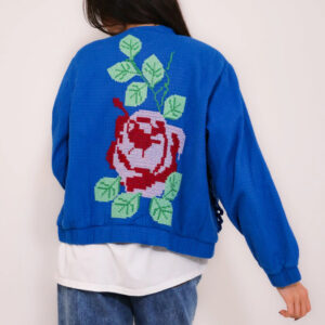 Jacke im Waffelmuster mit Rosenstickerei