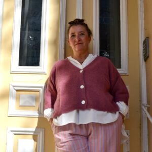 Kurzarm-Cardigan aus Baby-Alpakawolle - marsala