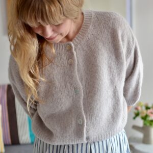 Kurzarm-Cardigan aus Baby-Alpakawolle - offwhite