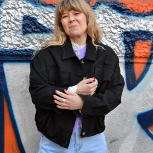 Leichte Denimjacke, Farbe schwarz