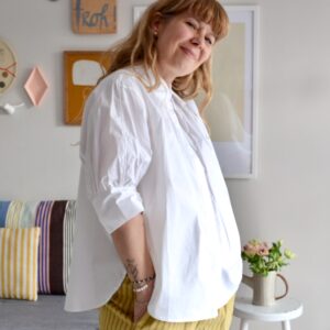 Weit geschnittene Bluse mit 3/4 Arm, Farbe weiß