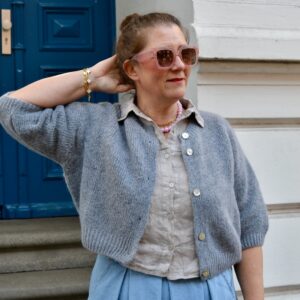 Kurzarm-Cardigan aus Baby-Alpakawolle - mid grey