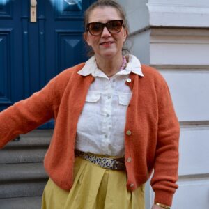 Cardigan mit Alpakawolle - Farbe brick