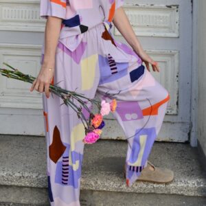 Barrel Fit Hose aus Viskose, 'Patch' by Swantje Hinrichsen