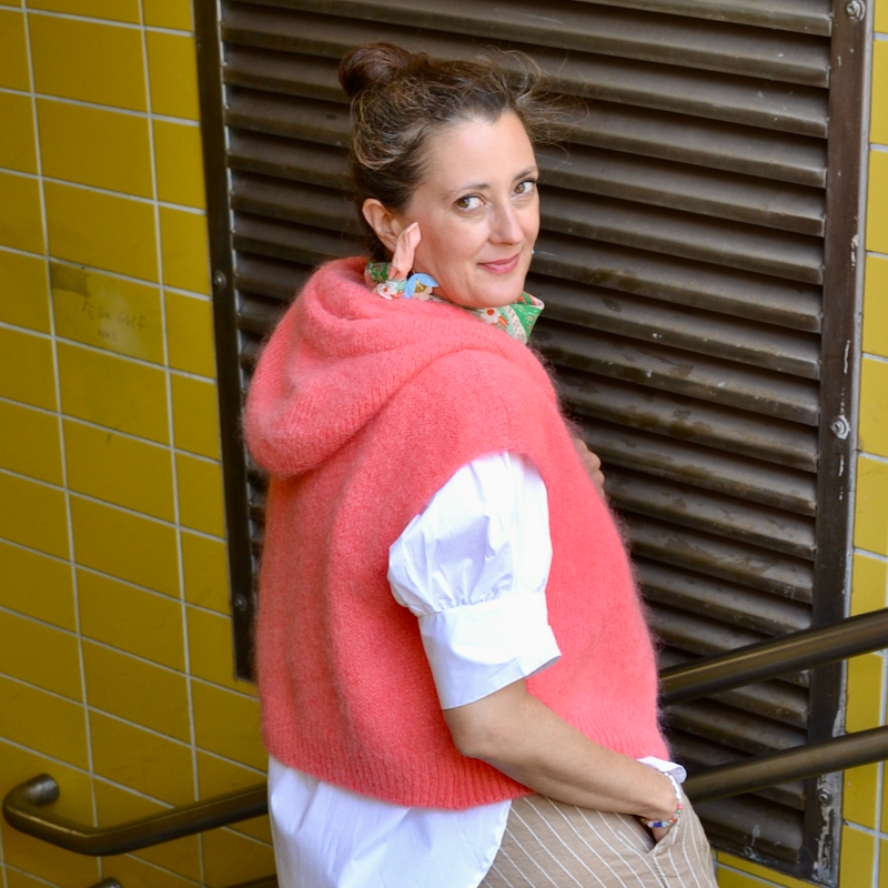 Kurzarm-Hoodie aus Mohair-Mix, Farbe coral – Bild 3