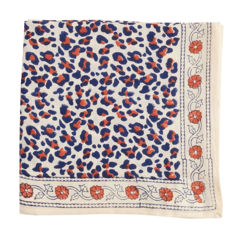 Großes Tuch - Leopard beige/marine