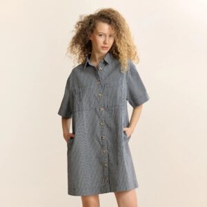 Kurzes gestreiftes Jeanskleid CALIE