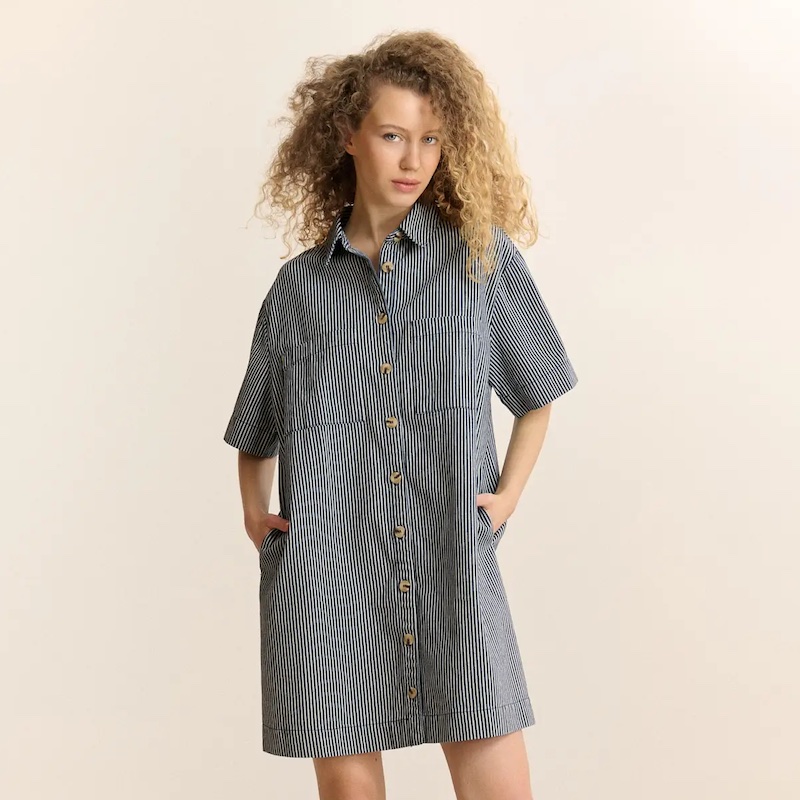 Kurzes gestreiftes Jeanskleid CALIE