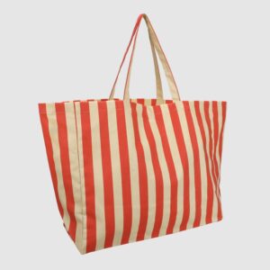Große Baumwolltasche stripes · vanilla + poppy red