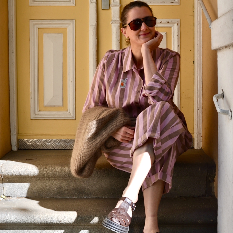 Langarm-Bluse stripes rosé/cacao – Bild 5