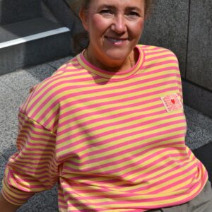 Leichtes Ringel Sweatshirt, yellow/pink
