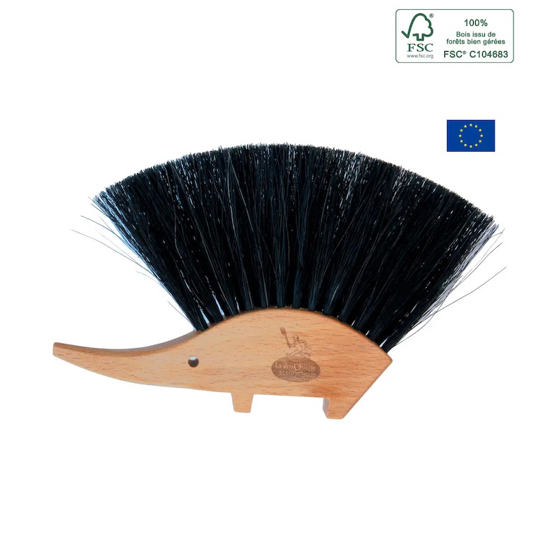 Tischbürste / Möbel-Igel aus Holz und Pferdehaar
