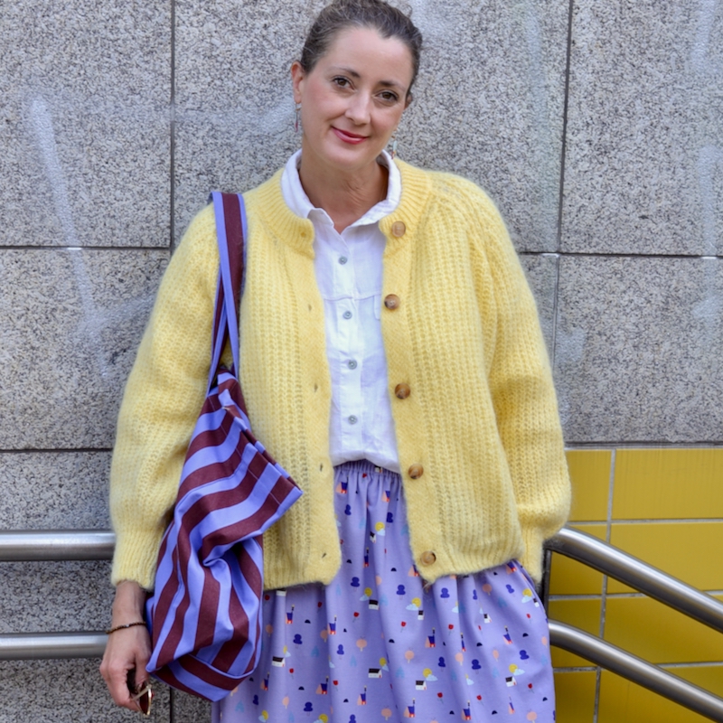 Mohair Strickjacke, Farbe yellow
