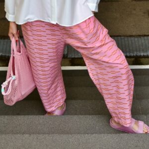 Barrel Fit Baumwollhose, bauhaus pink/fire orange