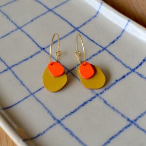 Kleine Creole Drops, mustard/neon orange