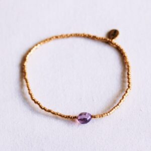 Gold-plated Miyuki bracelet natural stone - amethyst
