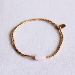 Gold-plated Miyuki bracelet natural stone - rose quartz