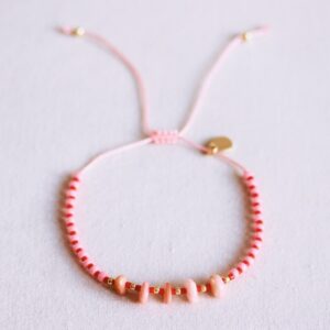 Miyuki bracelet with stones - pink/red