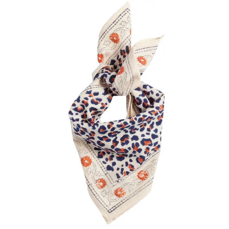 Kleines Tuch -Marine Leopard Beige