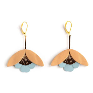 Ginkgo-Blüten-Ohrringe Leder peach/light blue