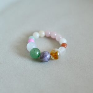 #02 Ring (Größe 2) mit Edelstein- und Perlenmix Aquamarin, Aventurin, Amethyst, Citrin,