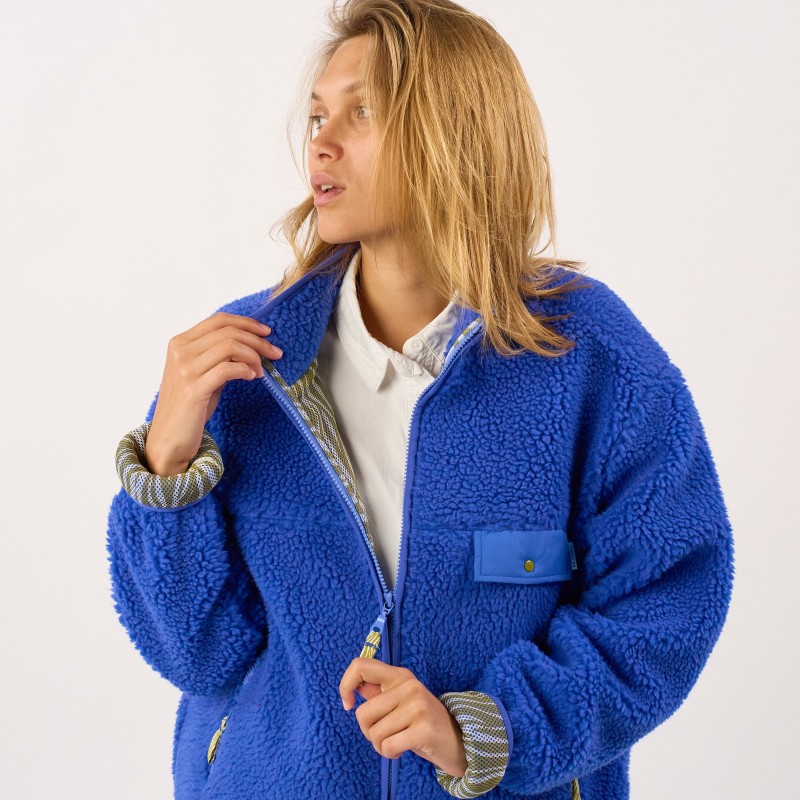 Sherpa-Jacke, electric blue – Bild 3