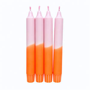 Dip Dye Kerzen Swirl | Rosa-neonorange