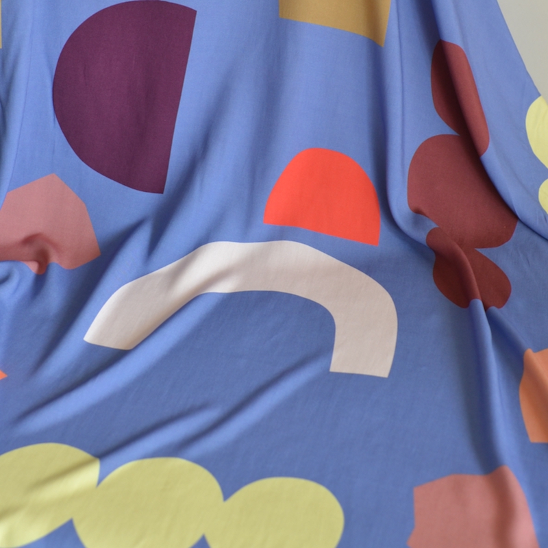 Baumwolle "multicolor Shapes mid blue" by Meike Rasmusson