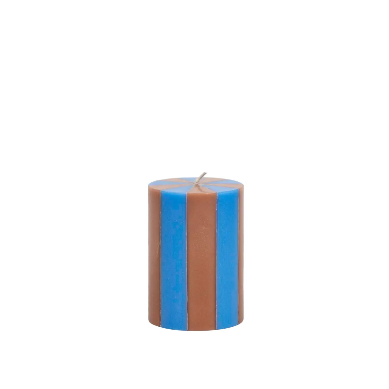 STumpenkerze Stripe blue/brown, S