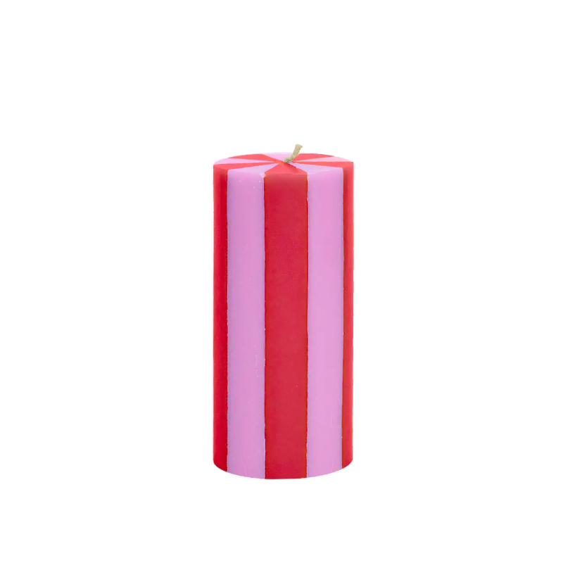 STumpenkerze Stripe pink/rot, M